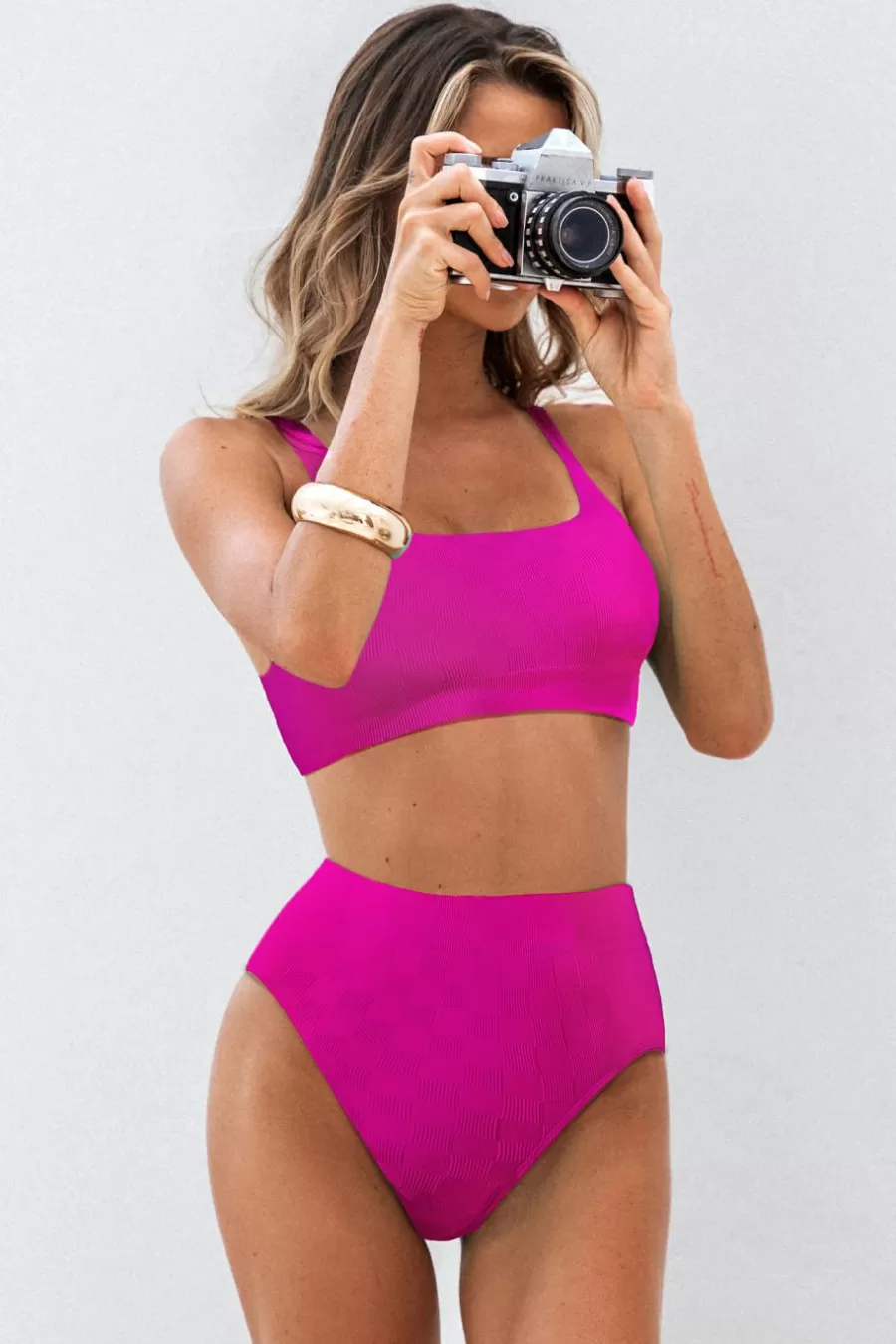 Cupshe Bikini*Bikini à Col Carré Et Bas Avec Taille Haute Fuchsia Fuschia