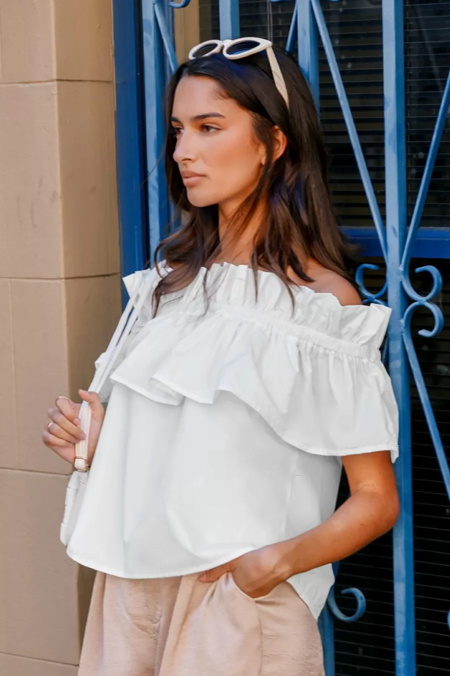 Cupshe T-Shirt & Débardeur | Chemise & Blouse*Blouse à épaules Dénudées Et Corsage à Volants he Blanc