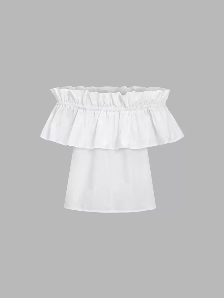 Cupshe T-Shirt & Débardeur | Chemise & Blouse*Blouse à épaules Dénudées Et Corsage à Volants he Blanc