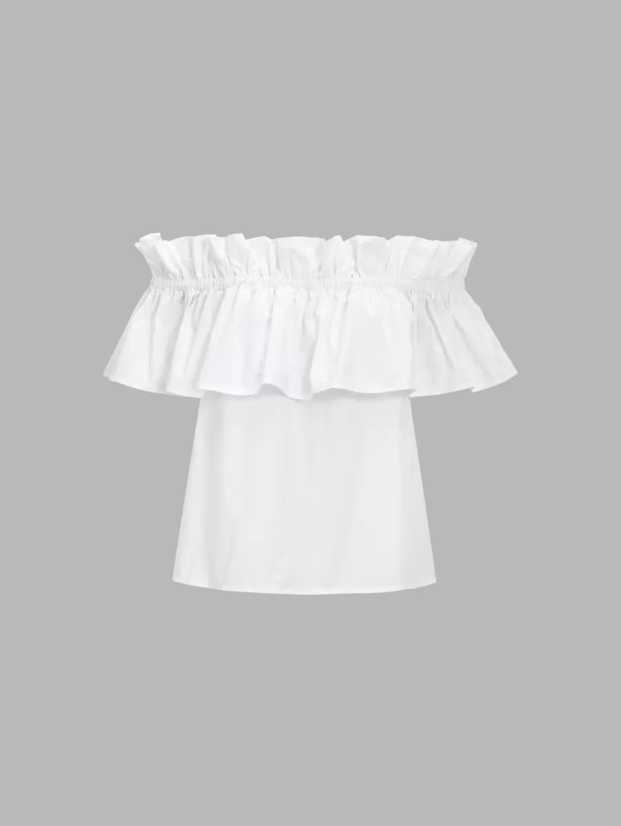 Cupshe T-Shirt & Débardeur | Chemise & Blouse*Blouse à épaules Dénudées Et Corsage à Volants he Blanc
