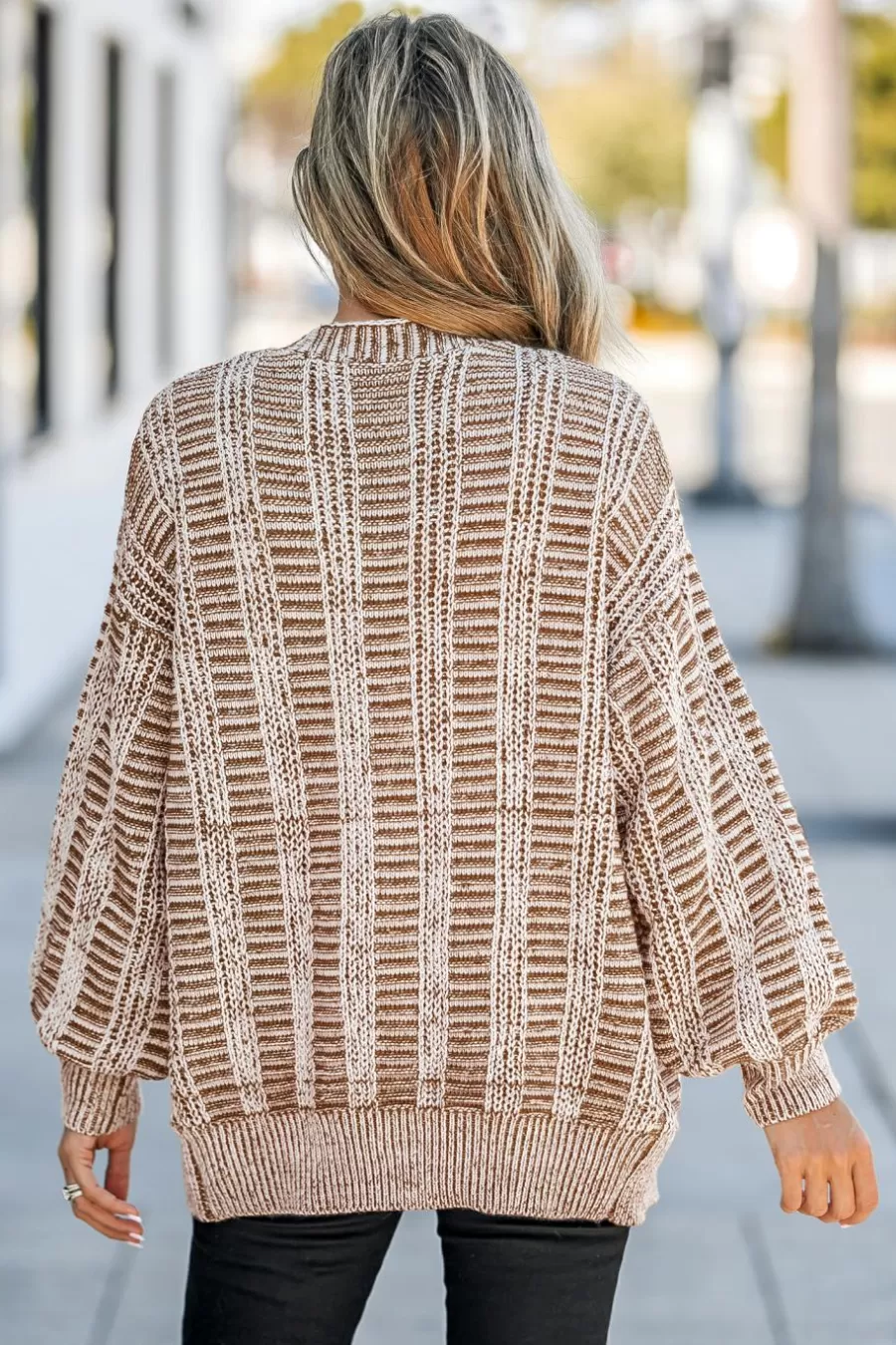 Cupshe Cardigan | Pulls & Gilets*Cardigan Avec Boutons Sur Le Devant En Tricot Torsadé à Rayures Neutre