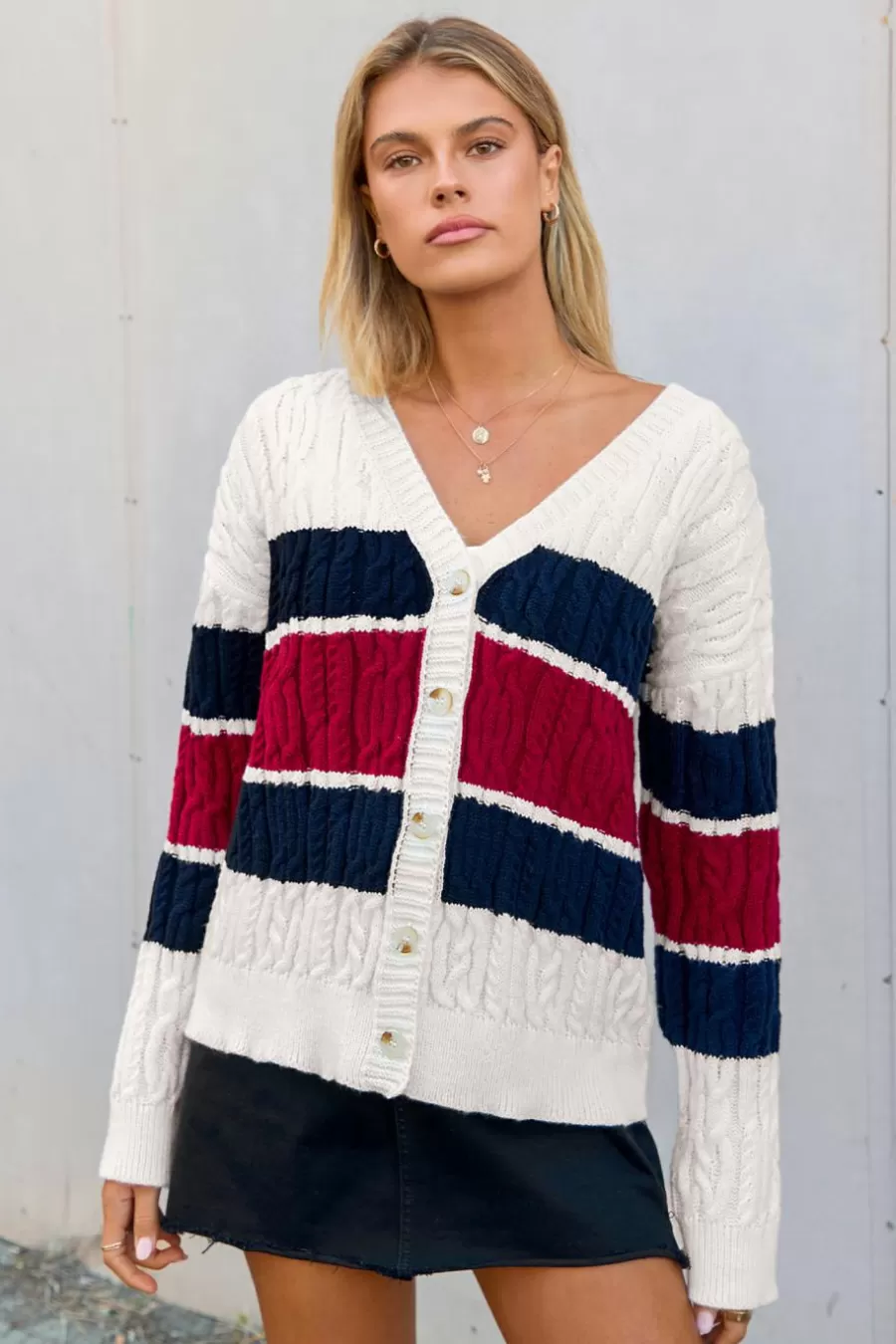 Cupshe Cardigan | Pulls & Gilets*Cardigan En Tricot Torsadé à Boutons Au Devant Et Manches Longues Blanc