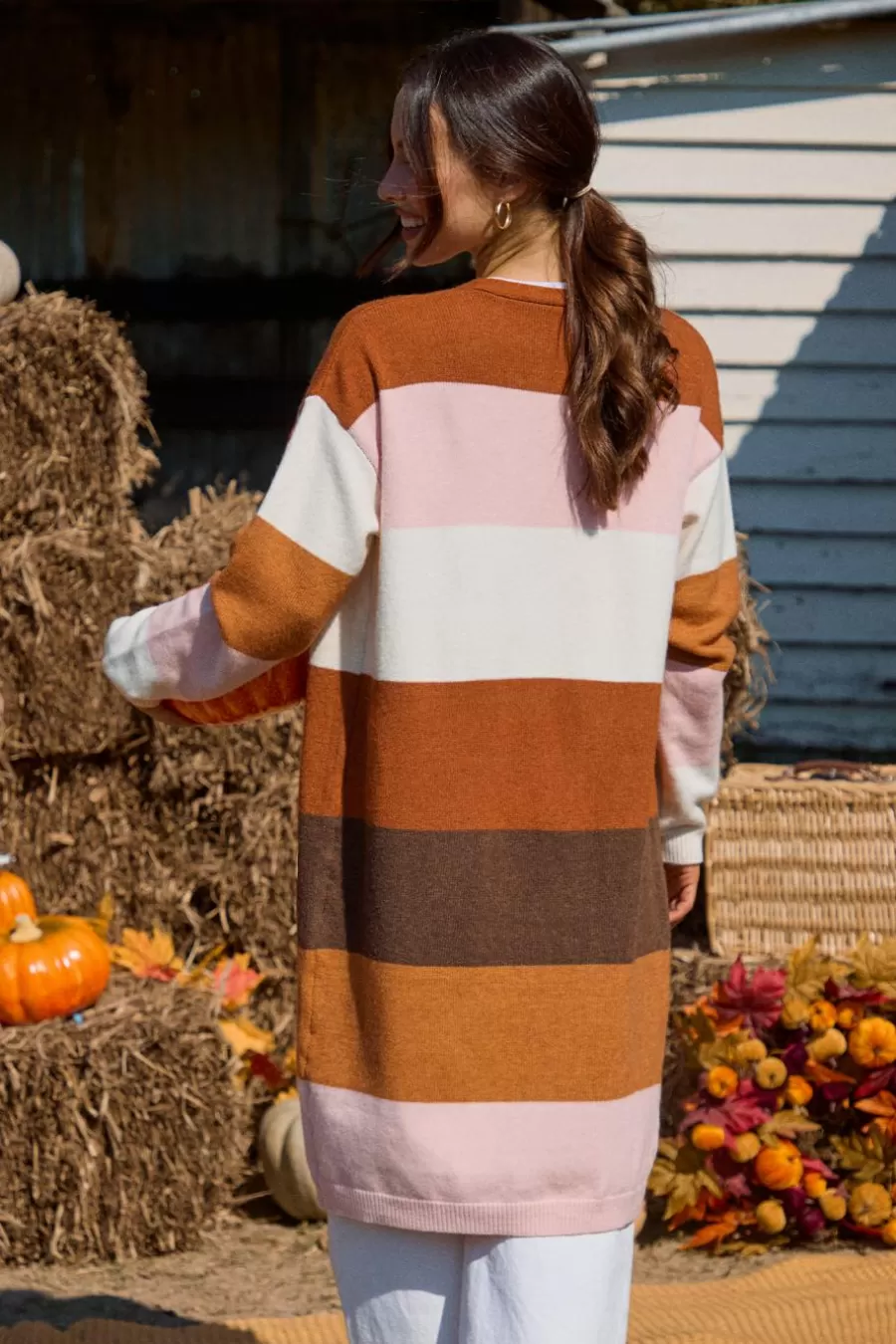 Cupshe Cardigan | Pulls & Gilets*Cardigan Ouvert Au Devant à Manches Longues Avec Blocs De Couleur Brun