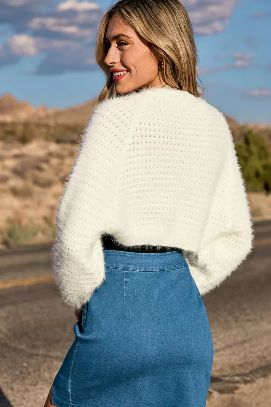 Cupshe Cardigan | Pulls & Gilets*Cardigan Ouvert Au Devant à Manches Longues En Tricot Flou Blanc