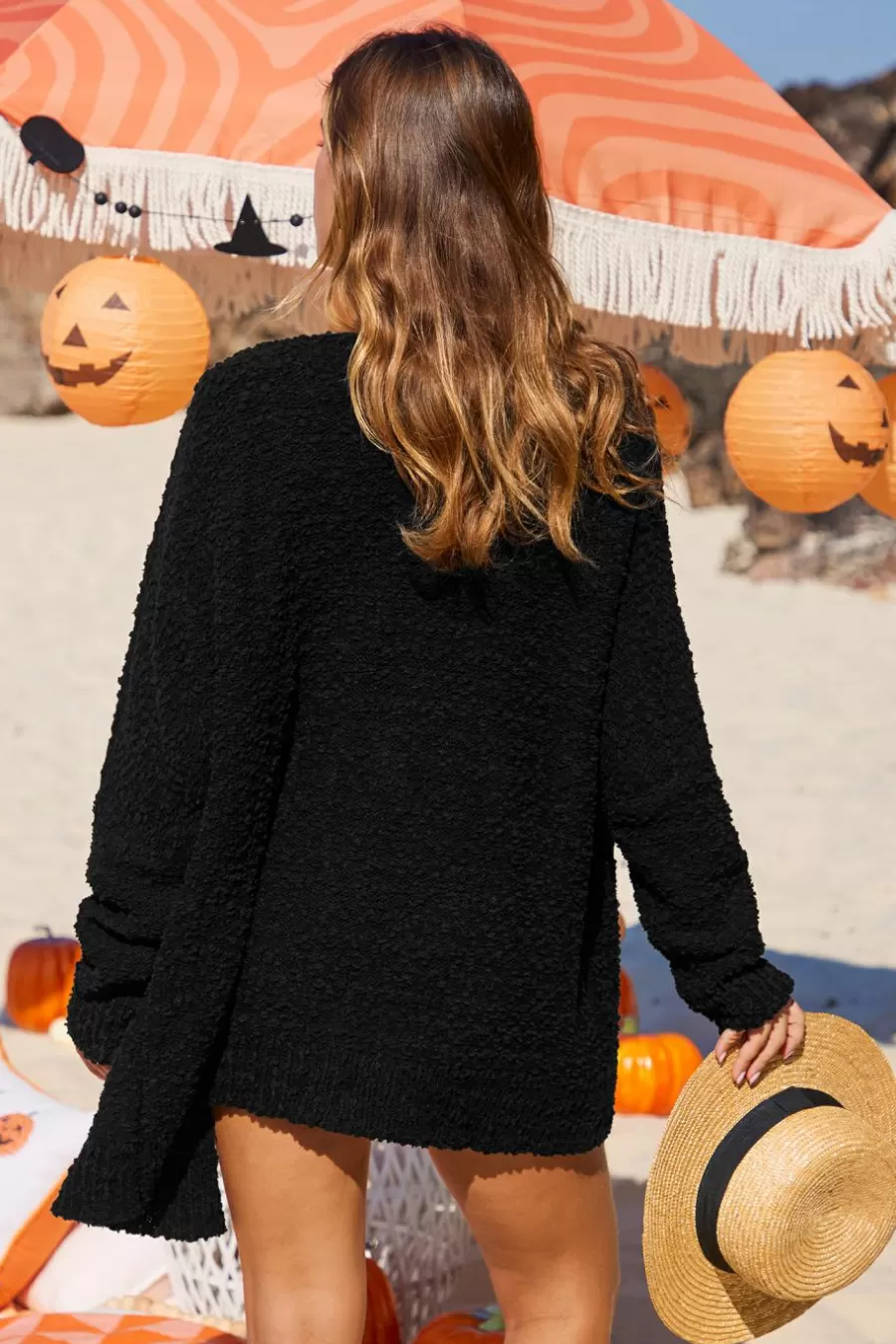 Cupshe Cardigan | Pulls & Gilets*Cardigan Ouvert Au Devant à Poches En Patch Et Manches Longues Noir