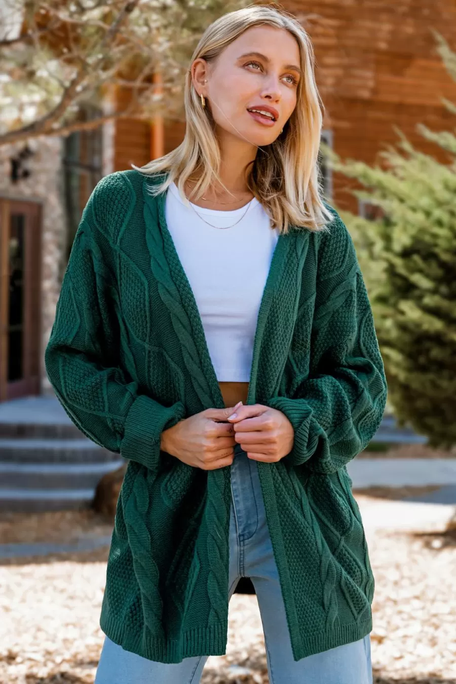 Cupshe Cardigan | Pulls & Gilets*Cardigan Ou Au Devant En Tricot Torsadé à Manches Longues Vert