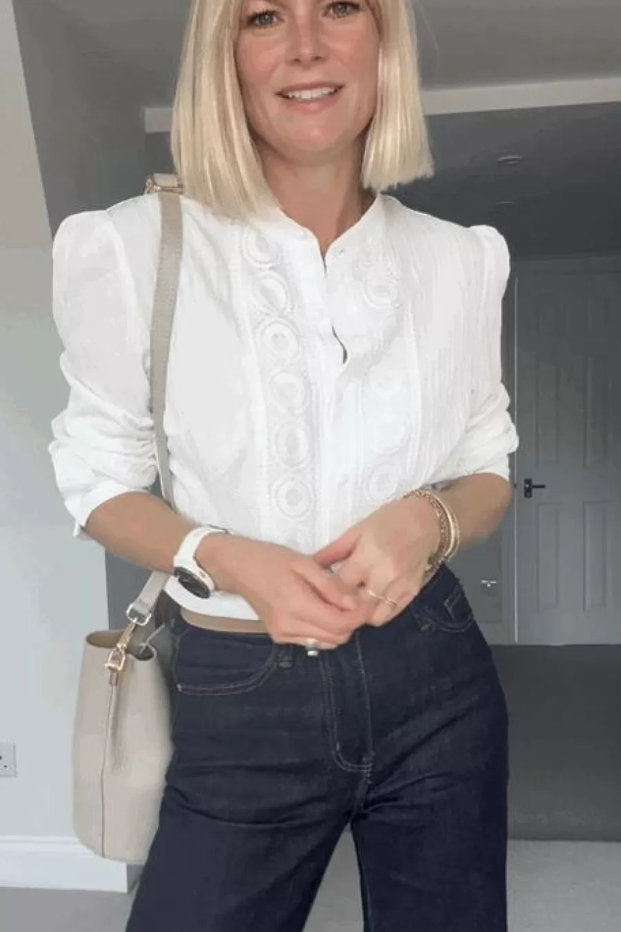 Cupshe Chemise & Blouse*Chemise à Manches Longues Bouffantes Et Col Montant he Blanc