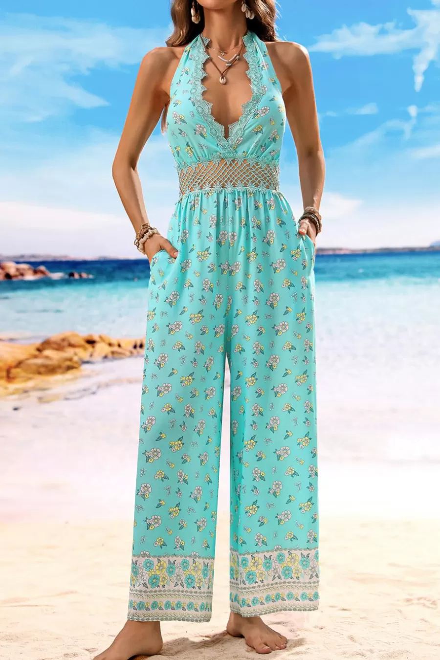 Cupshe Combinaison*Combinaison En Dentelle à Imprimé Floral Vert Sarcelle