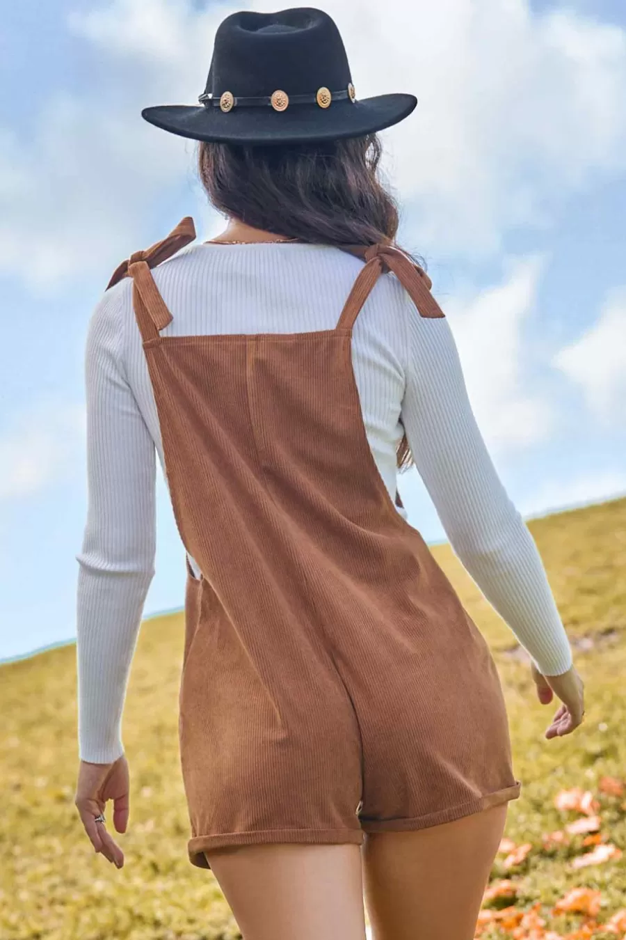 Cupshe Combinaison*Combishort à Col Carré Et Poches En Patch Avec Jambes Larges Brun