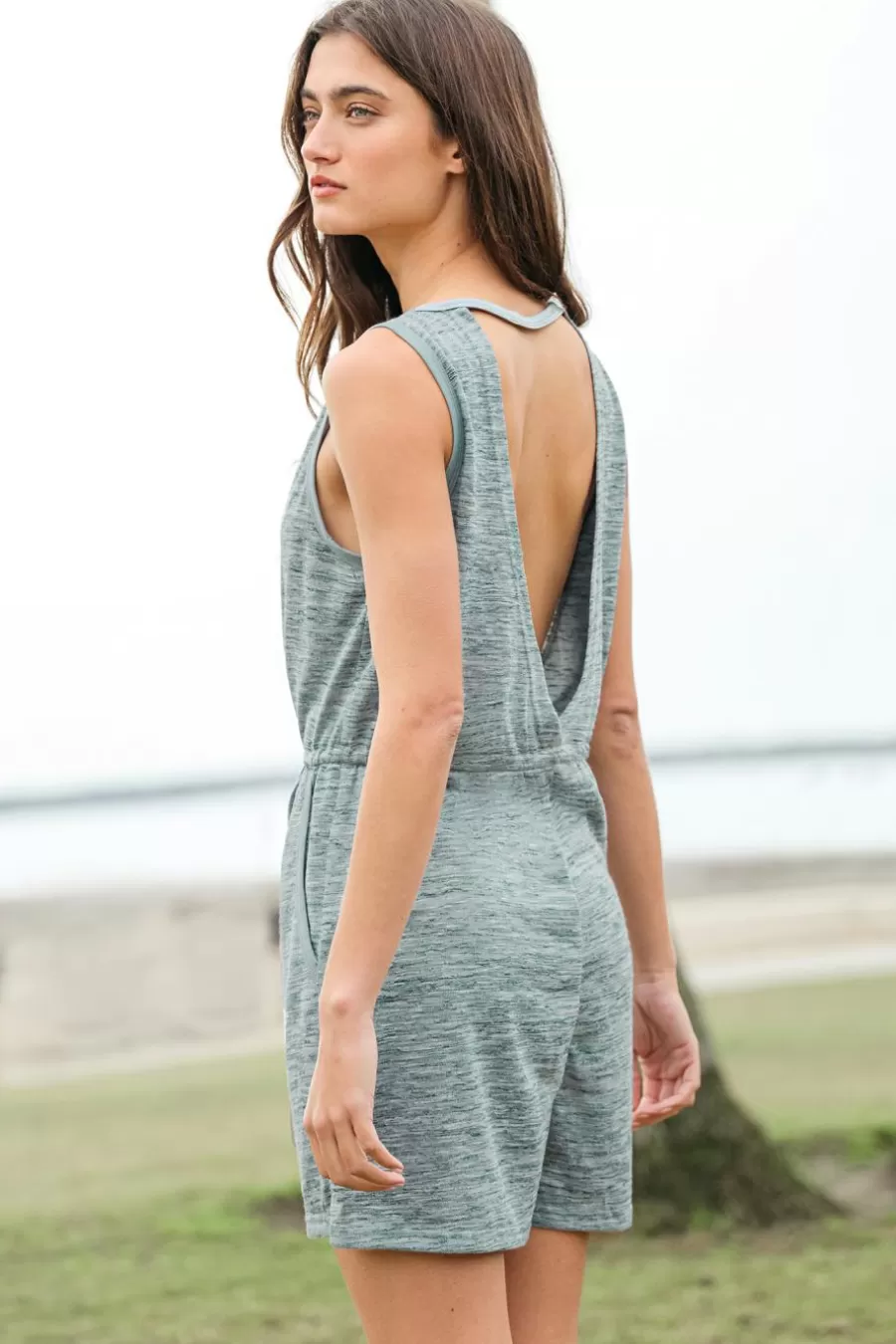 Cupshe Combinaison*Combishort En Jersey Avec Taille à Cordon Gris