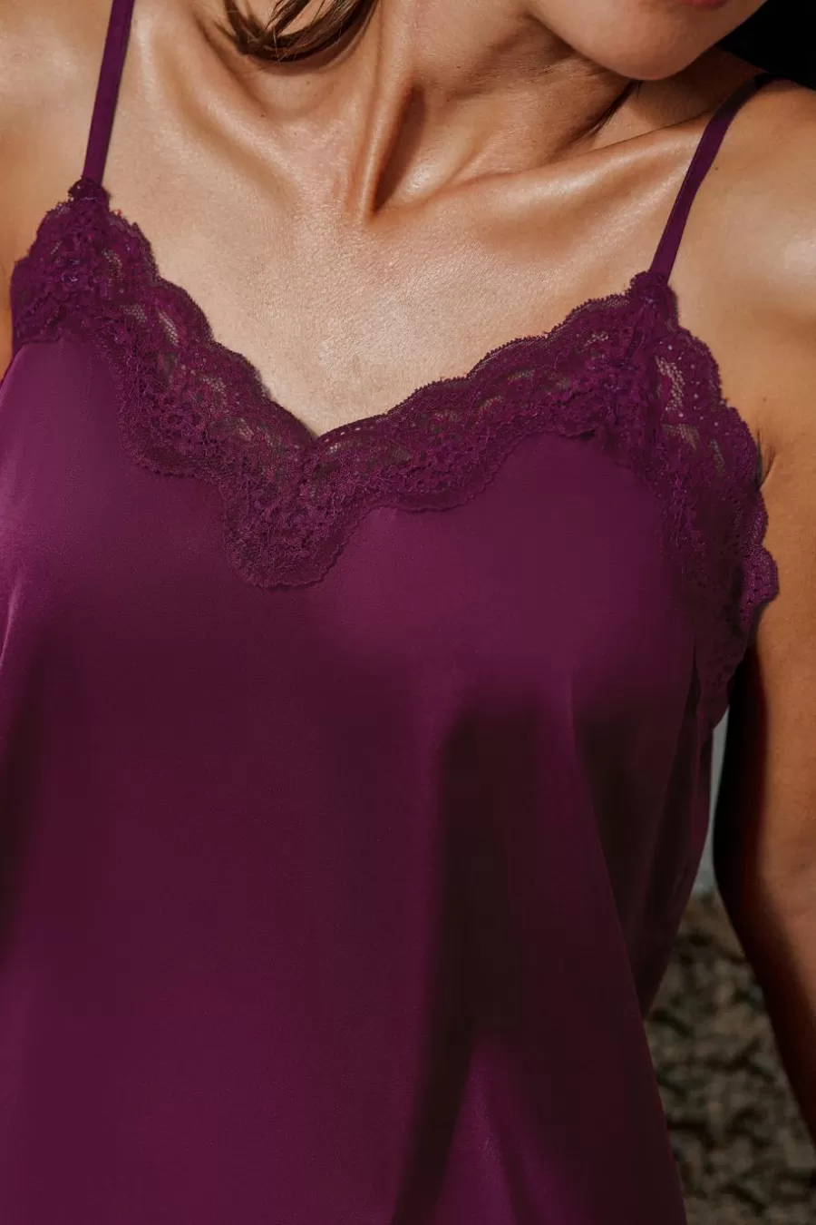 Cupshe Pyjama*Ensemble De Pyjama à Dentelle En Satin Marron