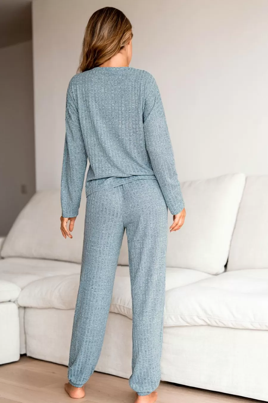 Cupshe Pyjama*Ensemble De Pyjama T-shirt à Manches Longues Avec Pantalon Bleu