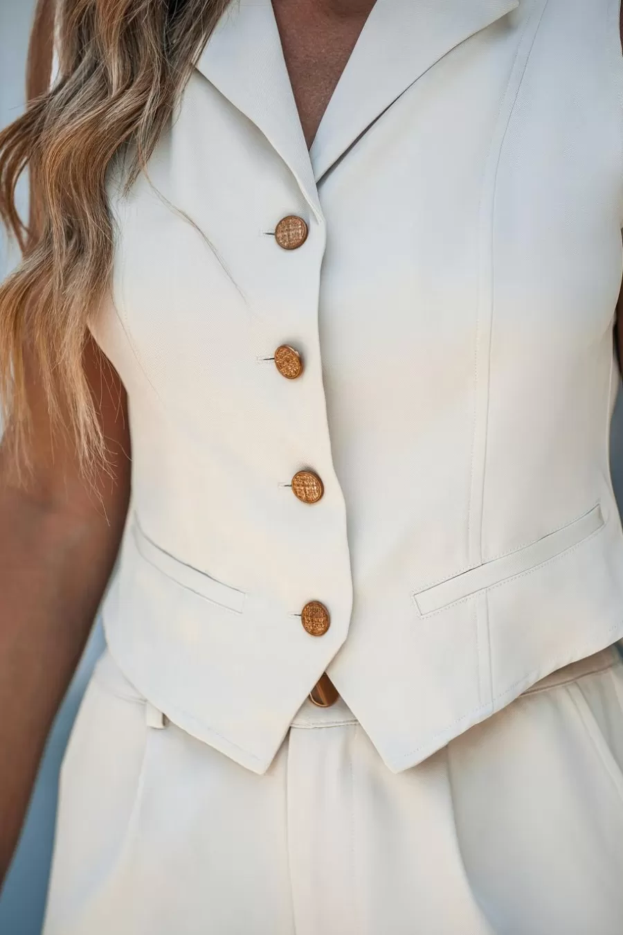 Cupshe Manteau & Veste*Ensemble Gilet Blazer Et Short Taille Haute Neutre Beige