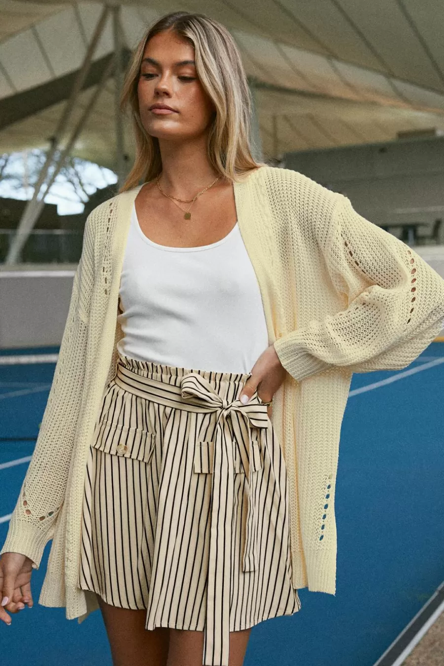 Cupshe Cardigan | Pulls & Gilets*Gilet En Tricot Ouvert Sur Le Devant Avec Manches Dolman Ivoire Blanc