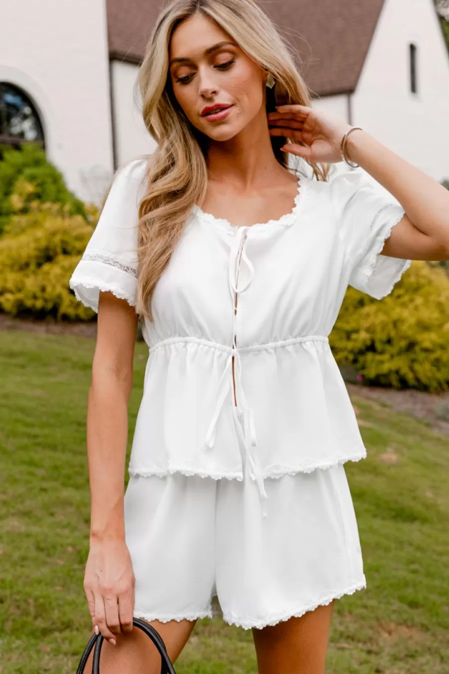 Cupshe Manteau & Veste*Haut à Col Scoop Et Short Droit Blanc