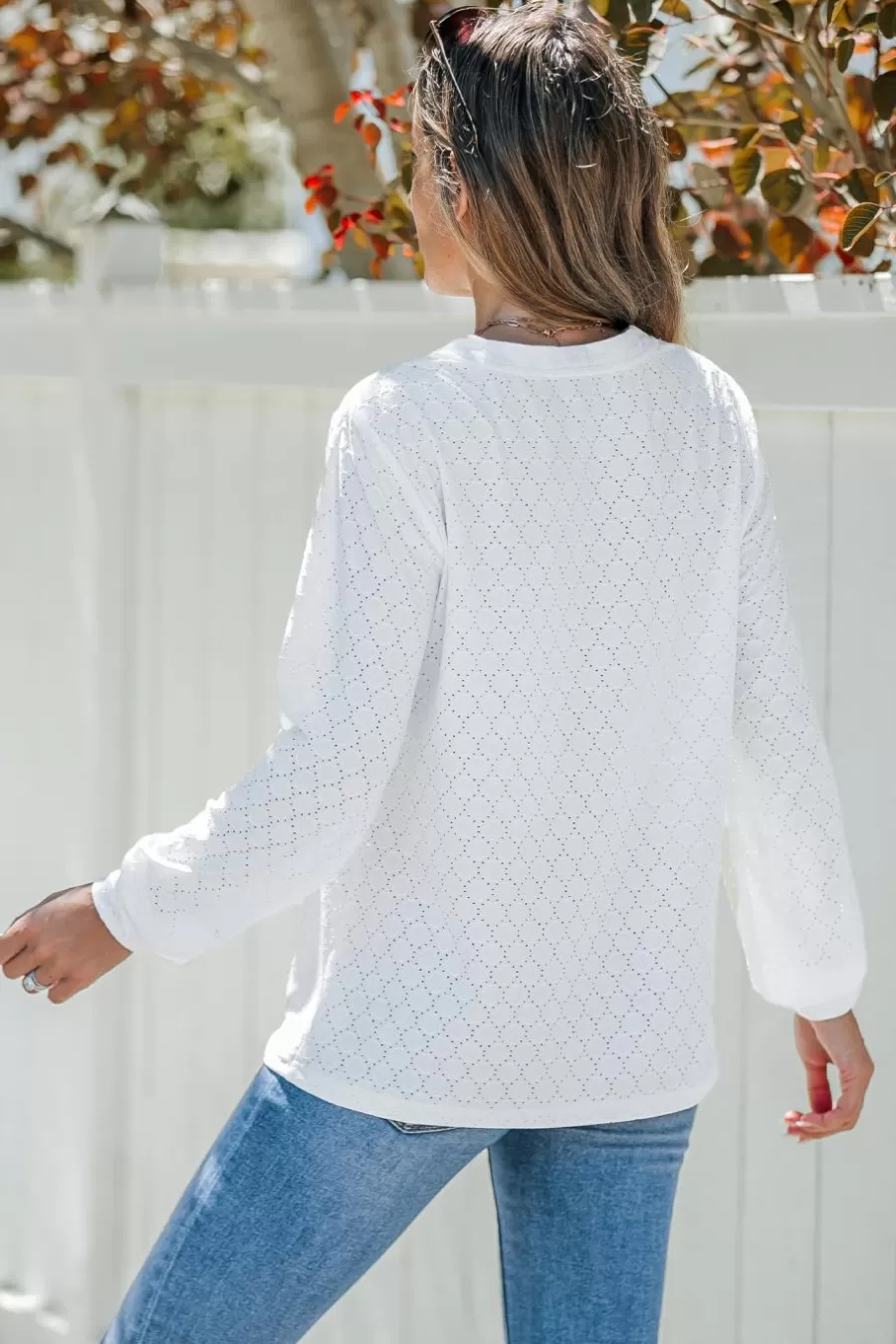 Cupshe Maillot 1 Pièce | T-Shirt & Débardeur*Haut En Jersey à Manches Longues Et Boutons Au Devant Blanc