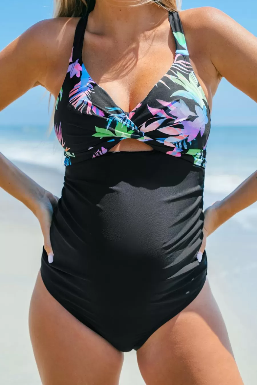 Cupshe Maillot 1 Pièce*Maillot De Bain Une Pièce De Maternité Croisé Découpé Rétro Noir