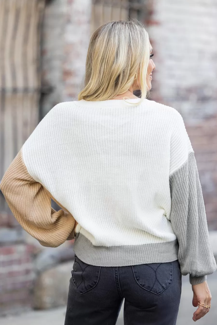 Cupshe Pull | Pulls & Gilets*Pull à Col En V Et Bloc De Couleur Jaune Neutre