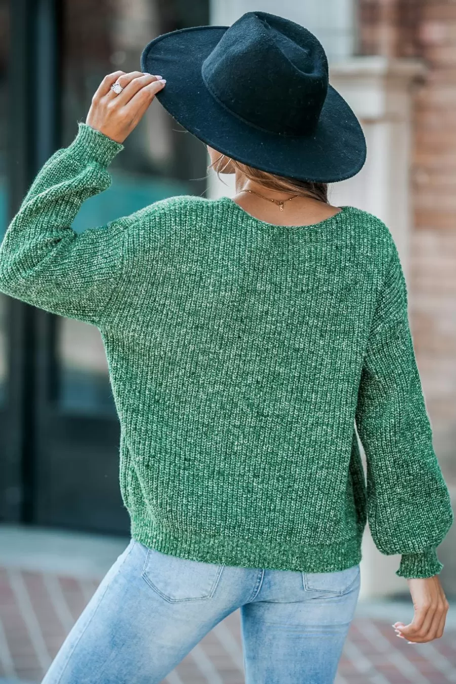 Cupshe Pull | Pulls & Gilets*Pull à Col En V Et épaules Tombantes Avec Manches Longues Vert