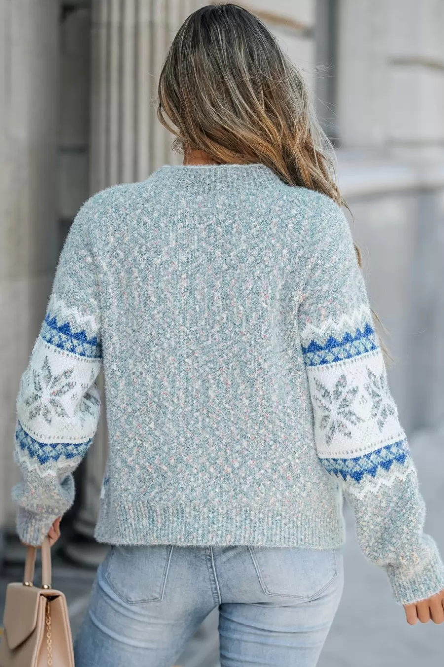 Cupshe Pull | Pulls & Gilets*Pull à Col Haut Et Manches Longues Avec Flocon De Neige Bleu