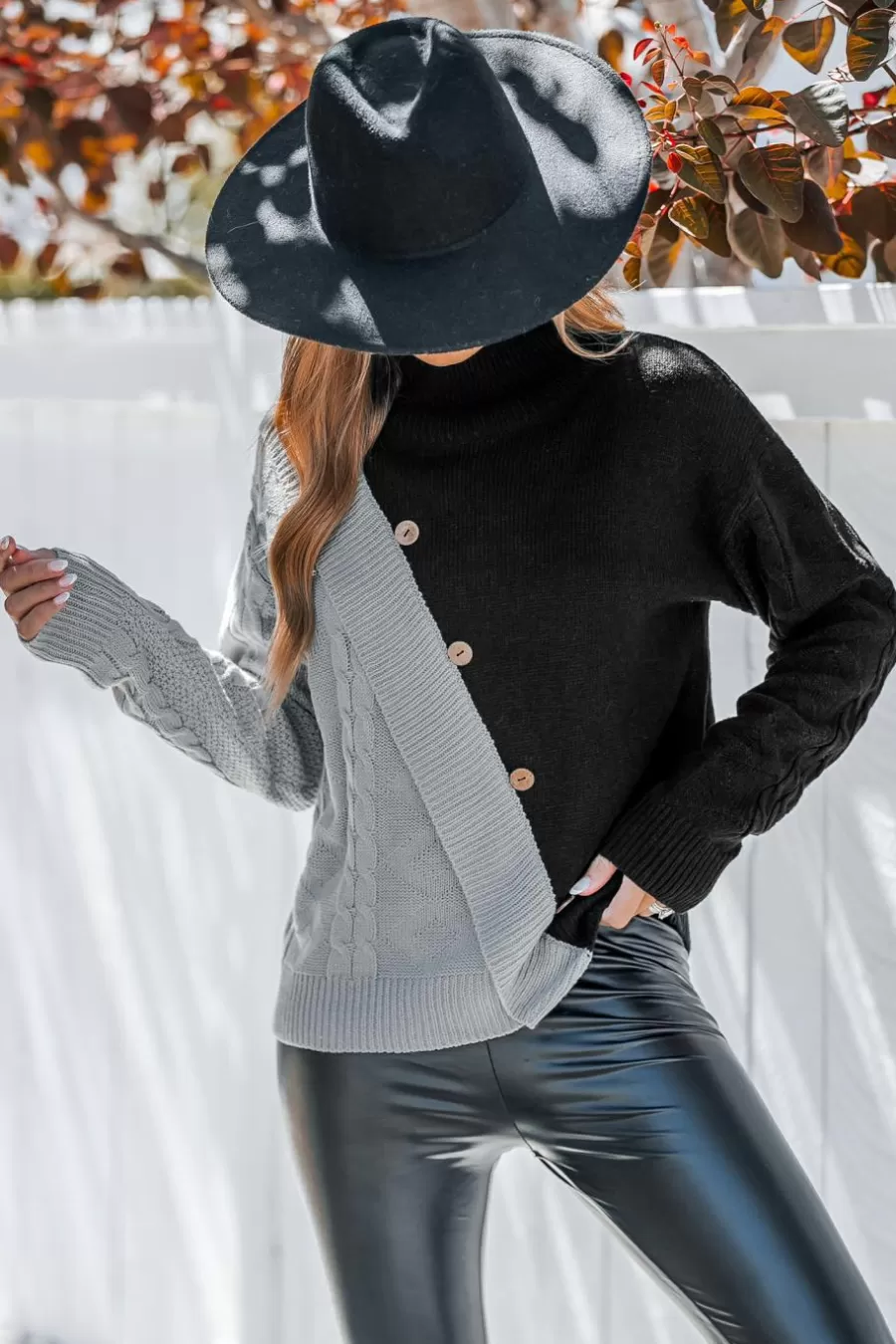 Cupshe Pull | Pulls & Gilets*Pull à Col Montant Avec Blocs De Couleur Asymétrique Et Noir Gris