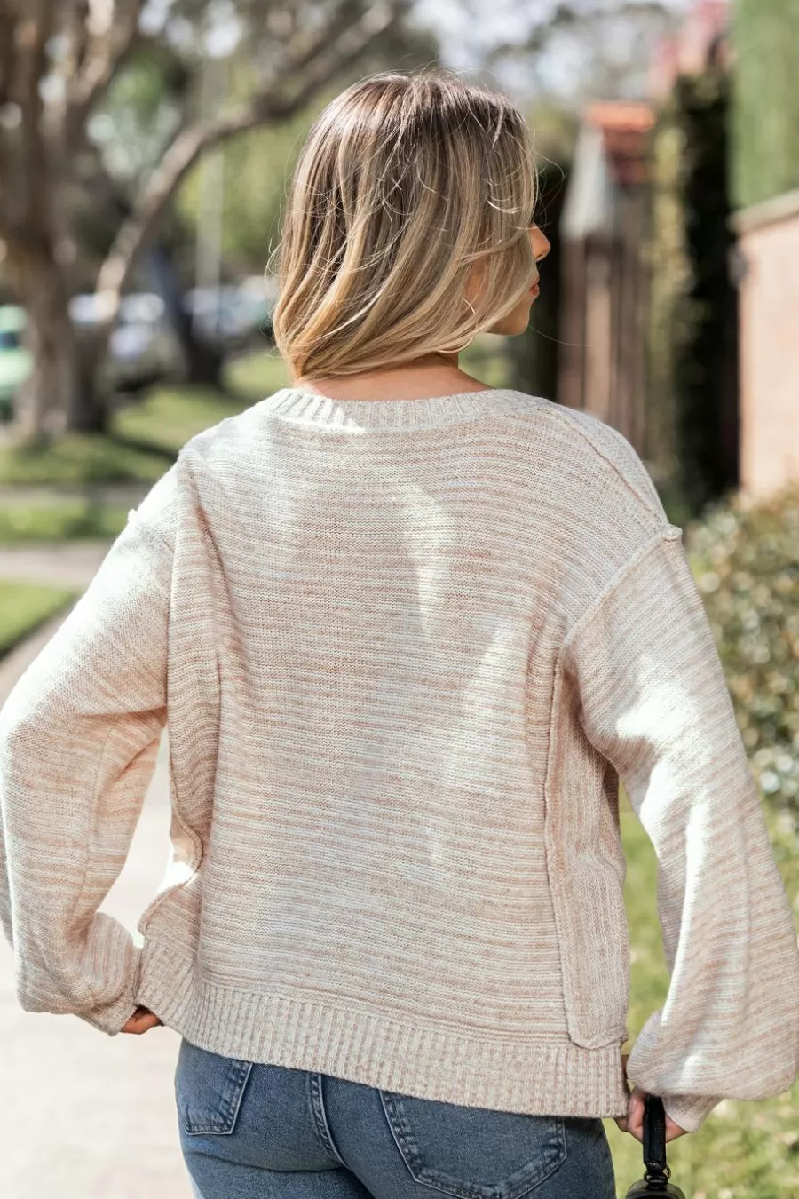 Cupshe Pull | Pulls & Gilets*Pull à Col Rond Et Manches Longues Avec Couture Exposée Beige Neutre