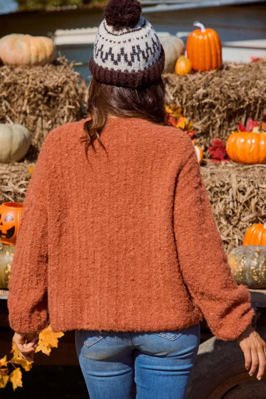 Cupshe Pull | Pulls & Gilets*Pull à Col Rond Et Manches Longues En Tricot Flou Orange Brûlé Orange/Jaune