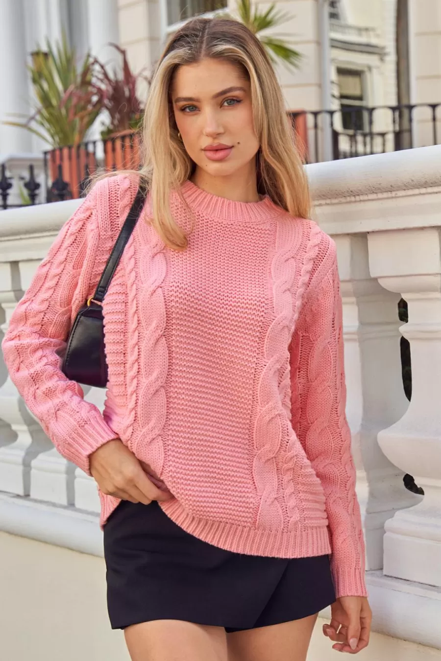Cupshe Pull | Pulls & Gilets*Pull à Col Rond Et Manches Longues En Tricot Torsadé Rose