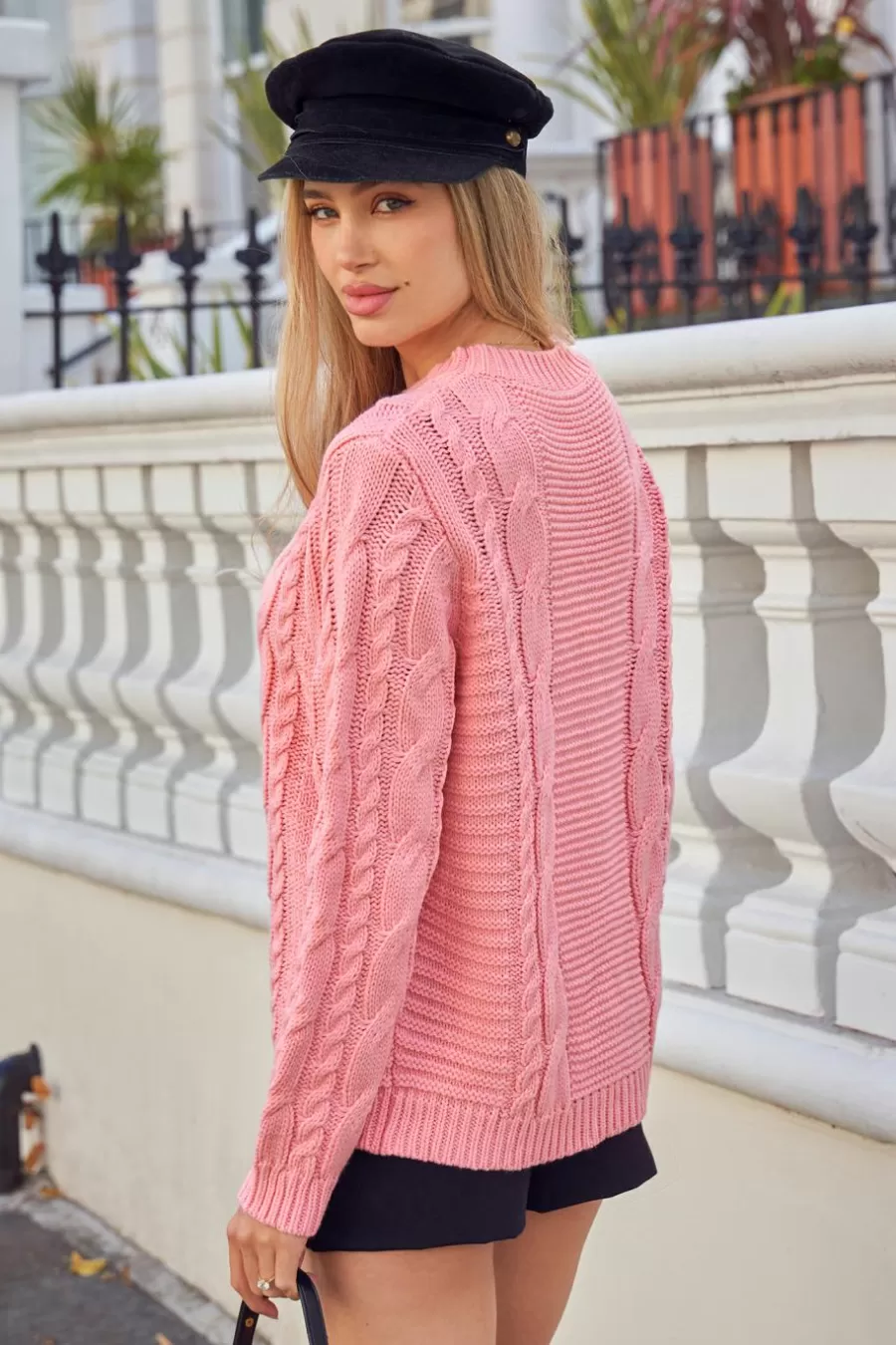 Cupshe Pull | Pulls & Gilets*Pull à Col Rond Et Manches Longues En Tricot Torsadé Rose