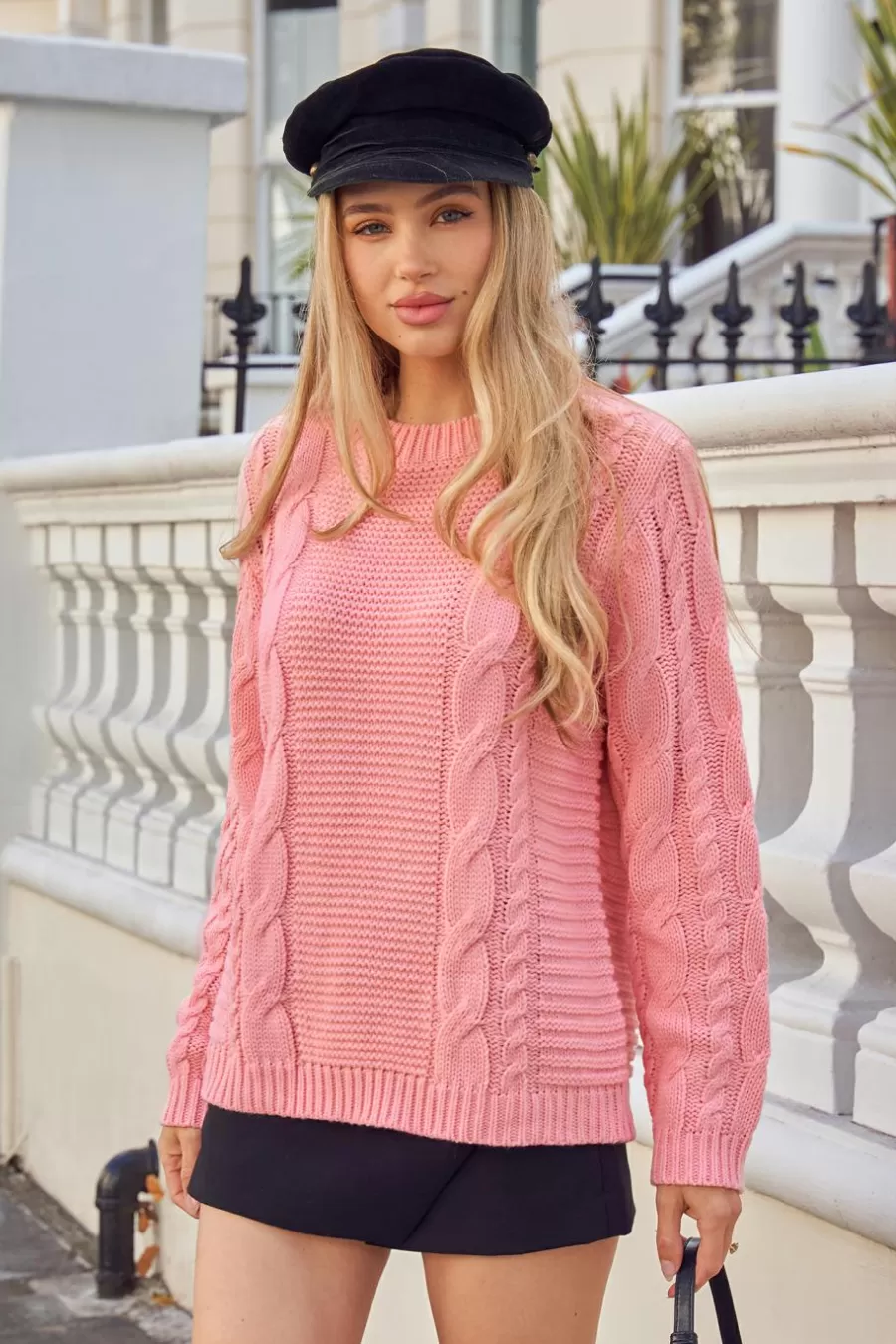 Cupshe Pull | Pulls & Gilets*Pull à Col Rond Et Manches Longues En Tricot Torsadé Rose
