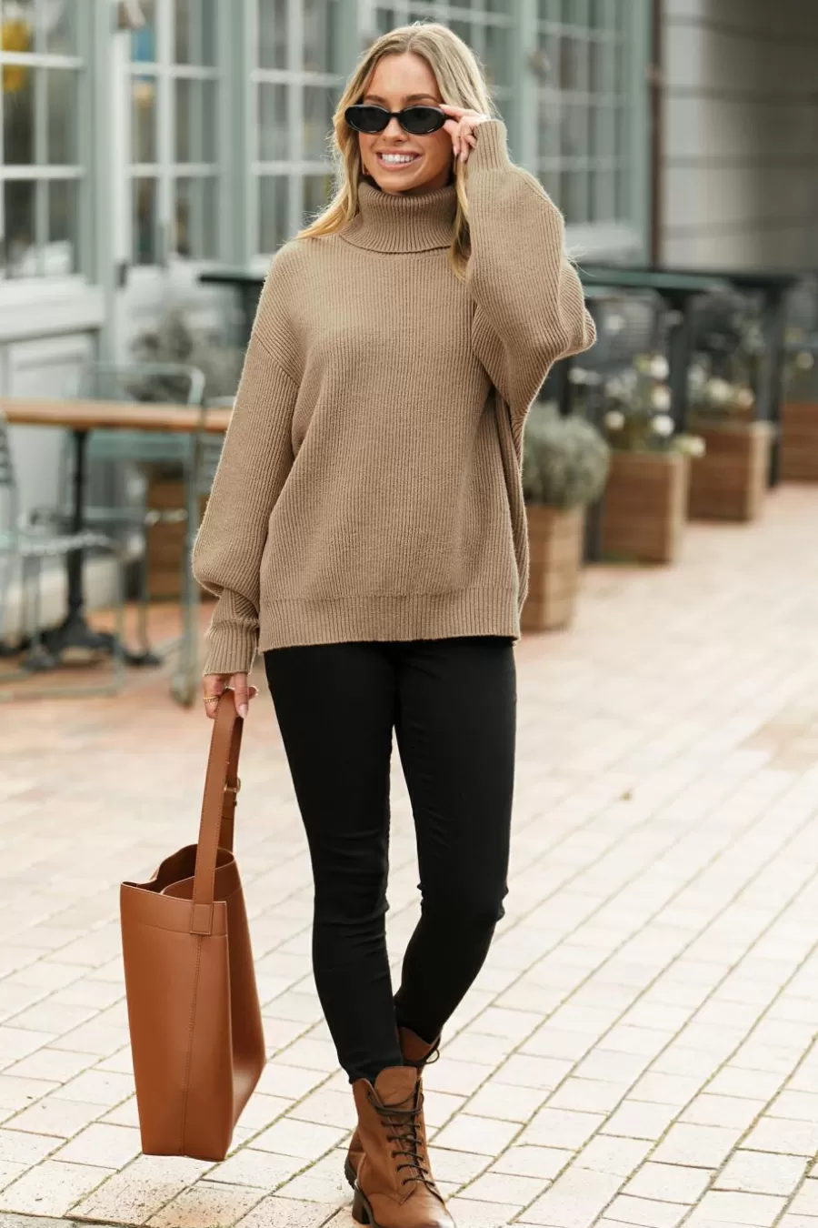 Cupshe Pull | Pulls & Gilets*Pull à Col Roulé Et Manches Longues Khaki Kaki