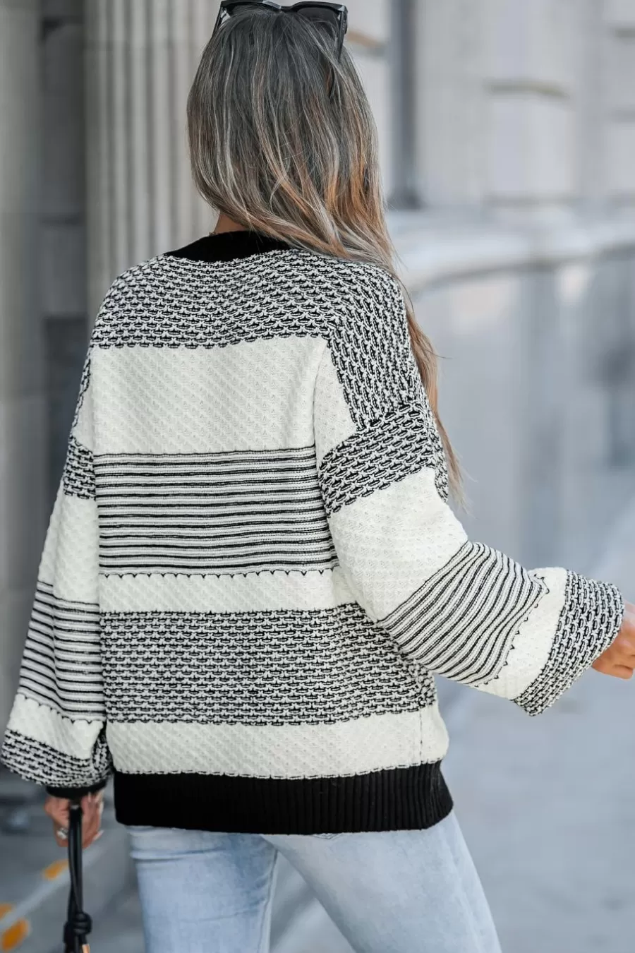 Cupshe Pull | Pulls & Gilets*Pull à Manches Longues Avec Blocs De Couleur s Et Blancs Noir