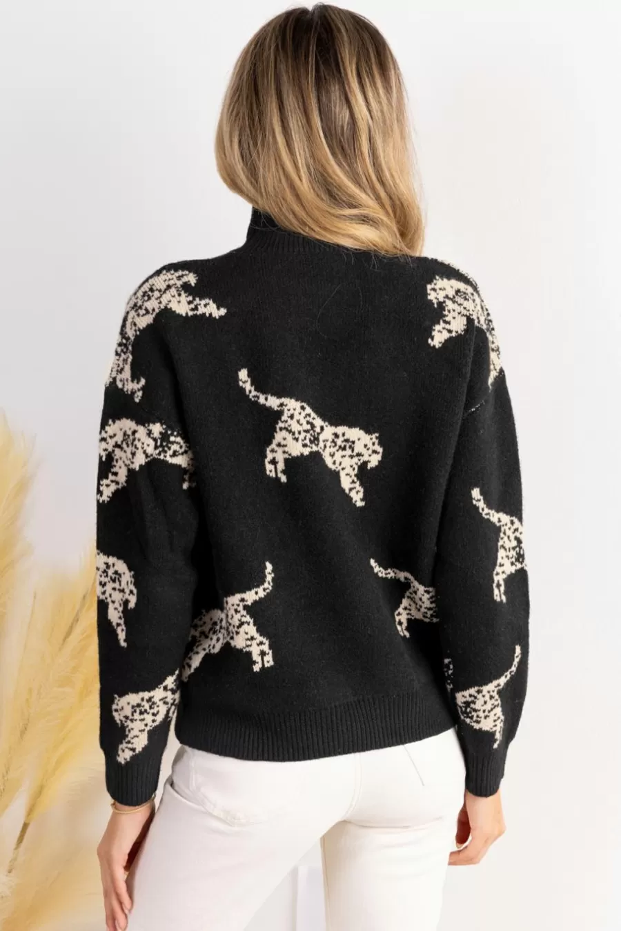 Cupshe Pull | Pulls & Gilets*Pull à Manches Longues Avec Col Montant Et Imprimé Tigre Noir