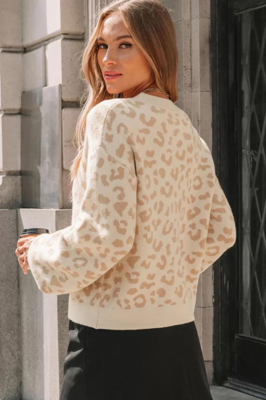 Cupshe Pull | Pulls & Gilets*Pull à Manches Longues Et Col Roulé Avec Imprimé Léopard Corail Beige