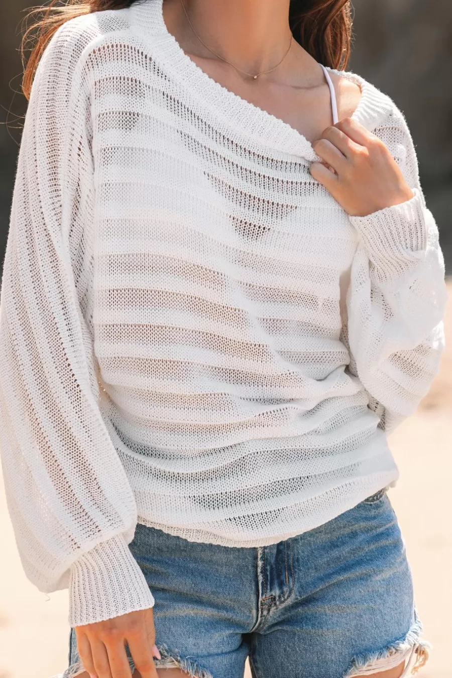 Cupshe Pull | Pulls & Gilets*Pull Côtelé à Col Asymétrique Blanc