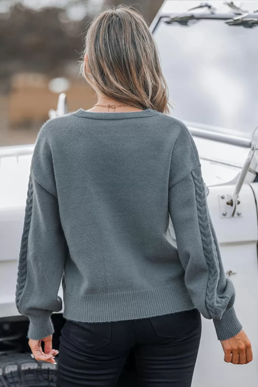 Cupshe Pull | Pulls & Gilets*Pull En Tricot Côtelé à Col En V Et Manches Longues Bleu Marine Marine sombre
