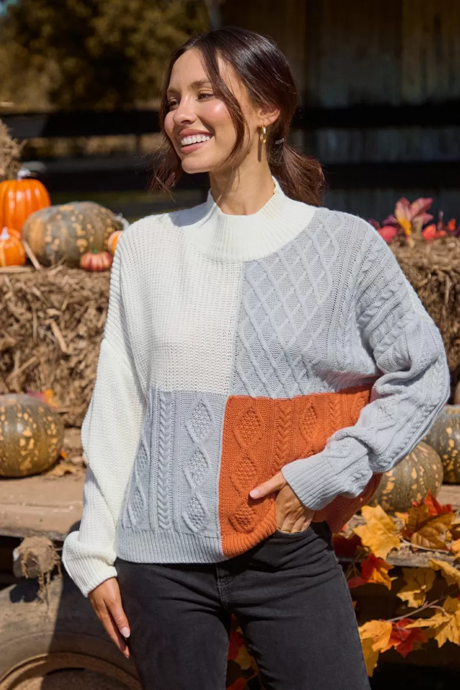 Cupshe Pull | Pulls & Gilets*Pull En Tricot Torsadé à Manches Longues Et Col Roulé Gris clair