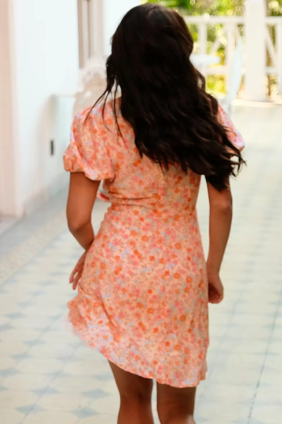 Cupshe Robe De Plage | Robe Courte*Robe Courte à Col En V Et Manches Bouffantes Orange