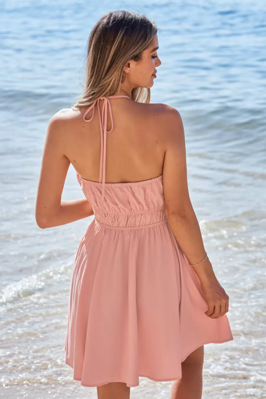 Cupshe Robe De Plage | Robe Courte*Robe Courte à Nouer Sur Le Devant De Couleur Pêche Rose