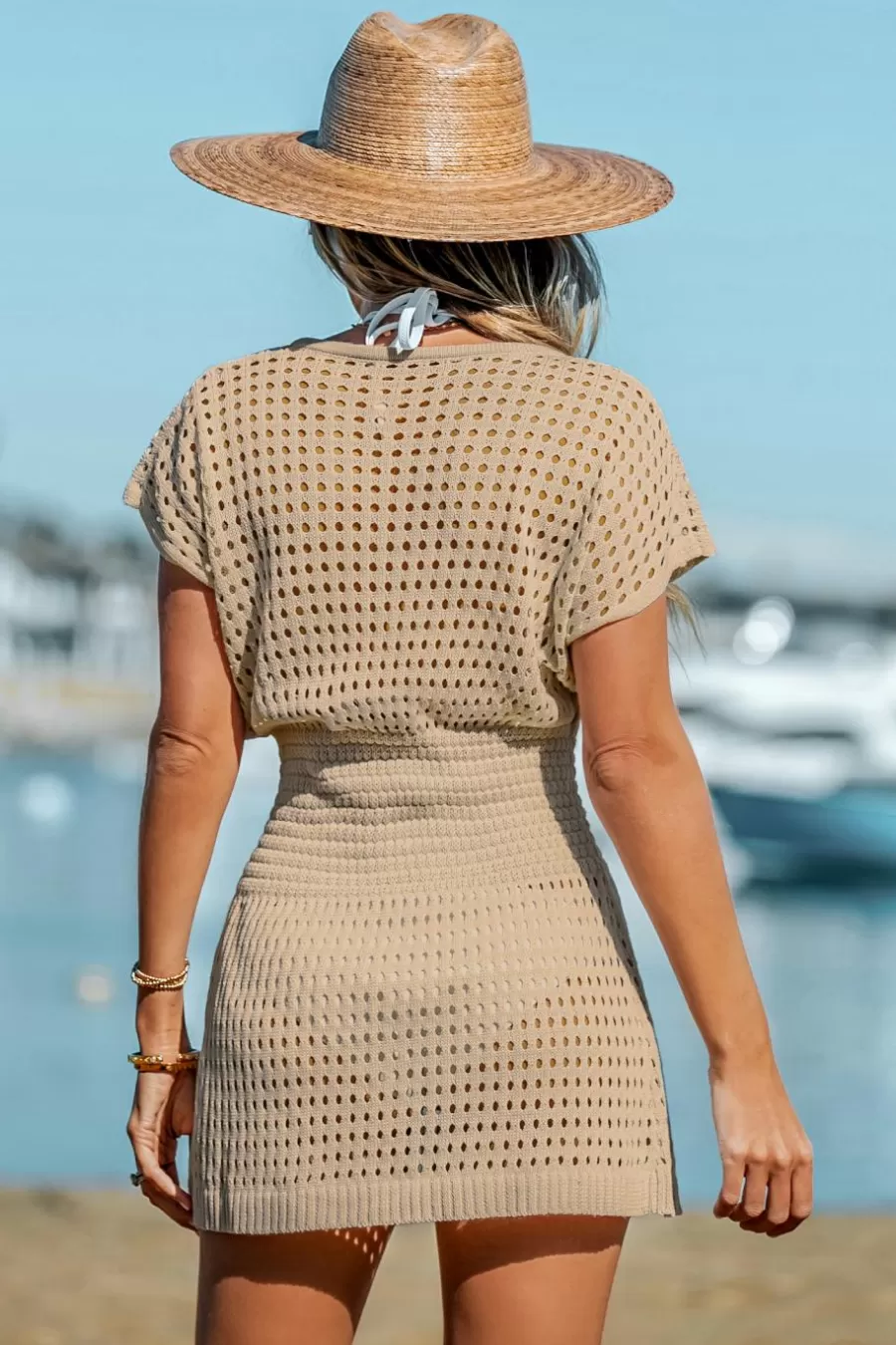 Cupshe Robe De Plage*Robe Cover Up à Découpes Et Smocks Transparente Sable
