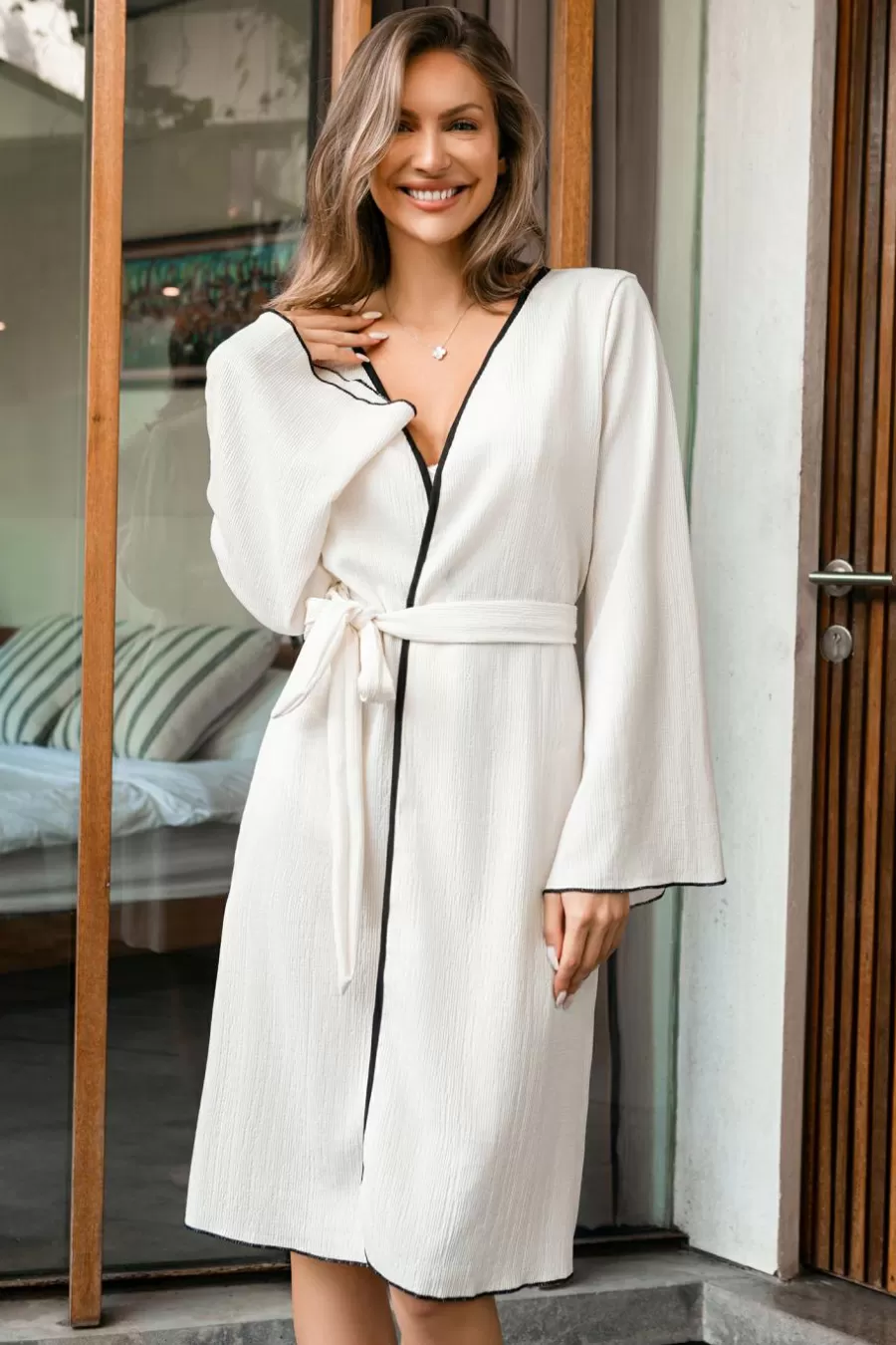 Cupshe Pyjama*Robe De Chambre En Tricot Ivoire Blanc Cassé/Ivoire