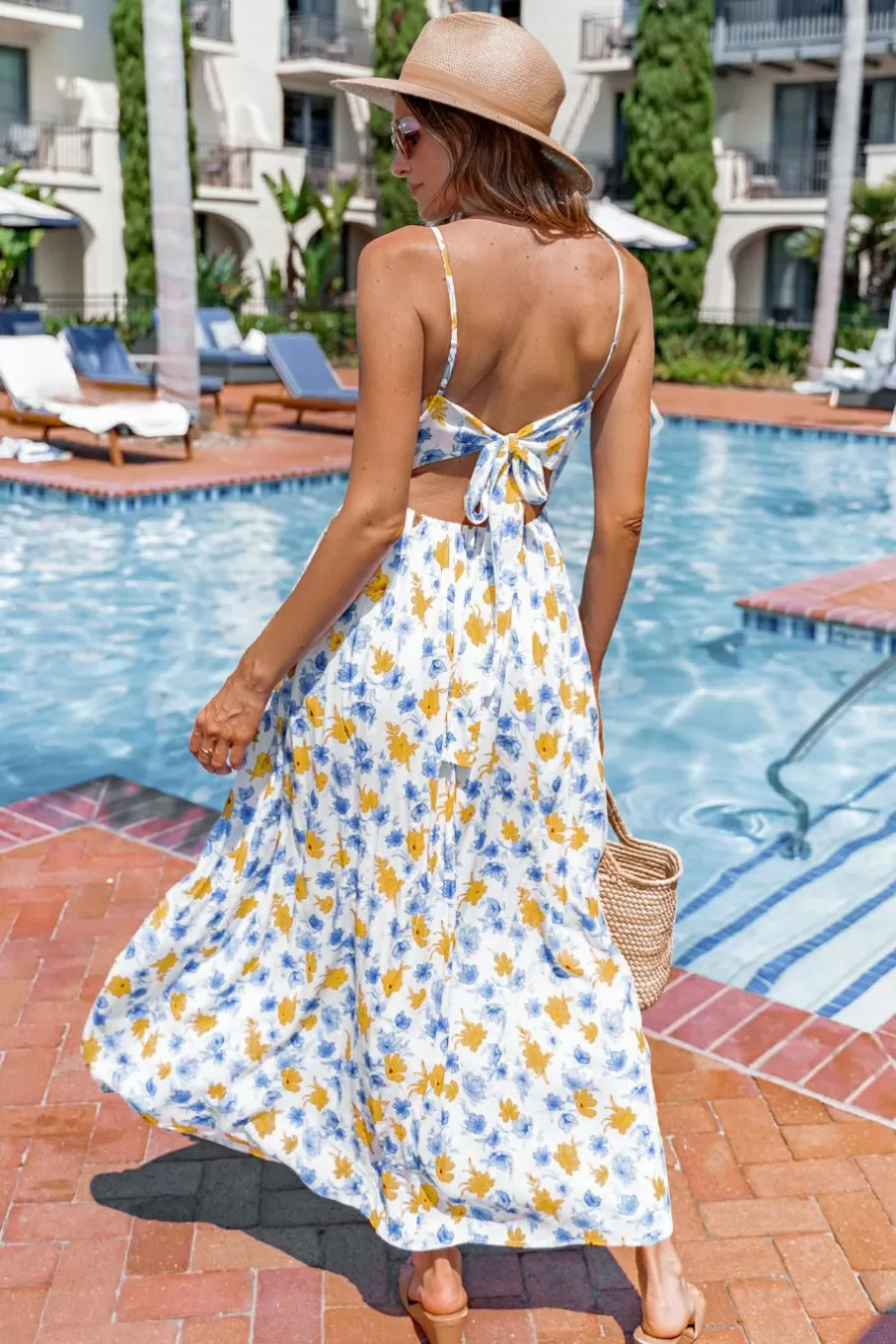 Cupshe Robe De Plage | Robe Longue*Robe Longue à Col Cœur Avec Torsion Et Découpe à Fleurs Bleu