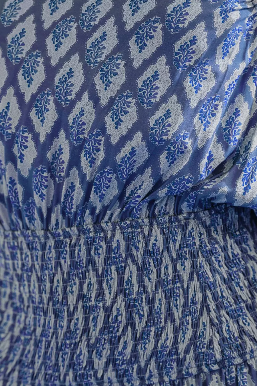 Cupshe Robe De Plage | Robe Trapèze*Robe Maxi Avec Taille à Smocks Et Une épaule à Fleurs Bleu