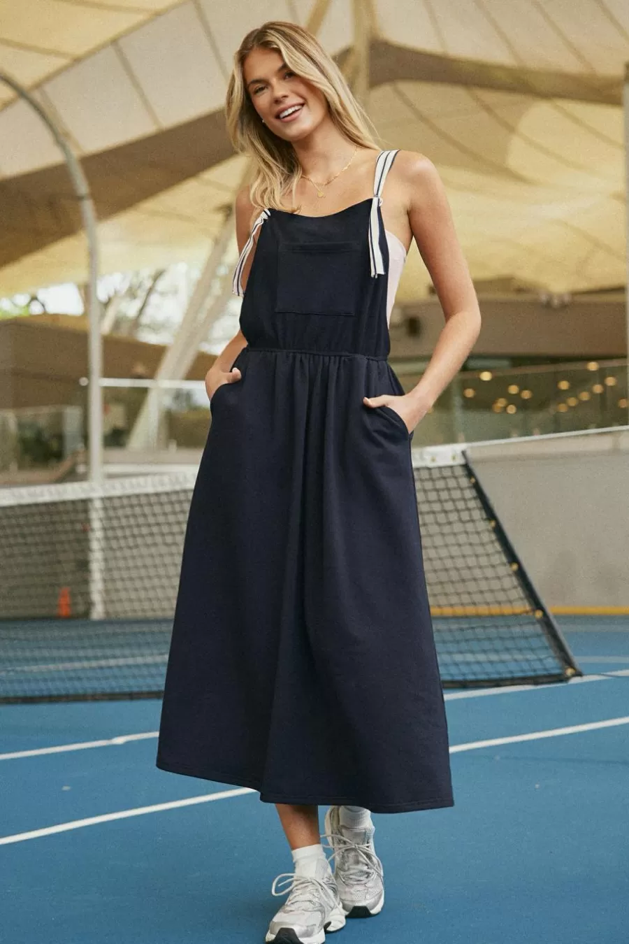 Cupshe Robe Trapèze*Robe Midi Sans Manches Avec Col Carré En Jersey e Bleu