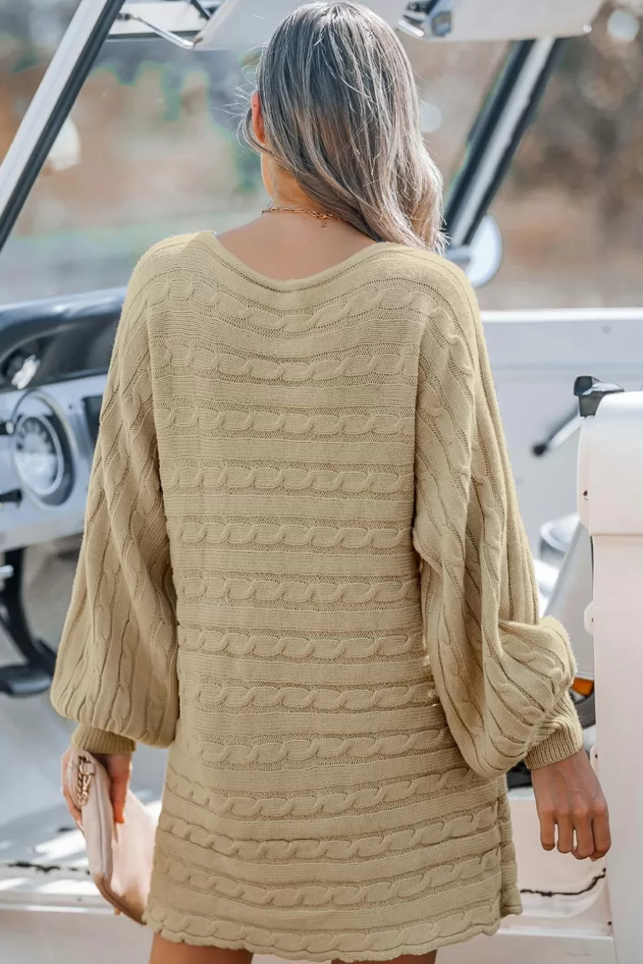 Cupshe Robe Pull | Robe Courte*Robe Pull Courte à Col Bateau En Tricot Torsadé Abricot