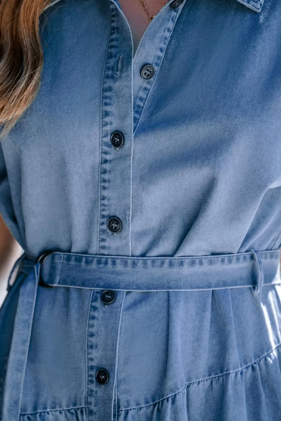 Cupshe Robe Trapèze | Robe Longue*Robe T-shirt Longue à Col De Chemise Et Boutons Sur Le Devant Bleu