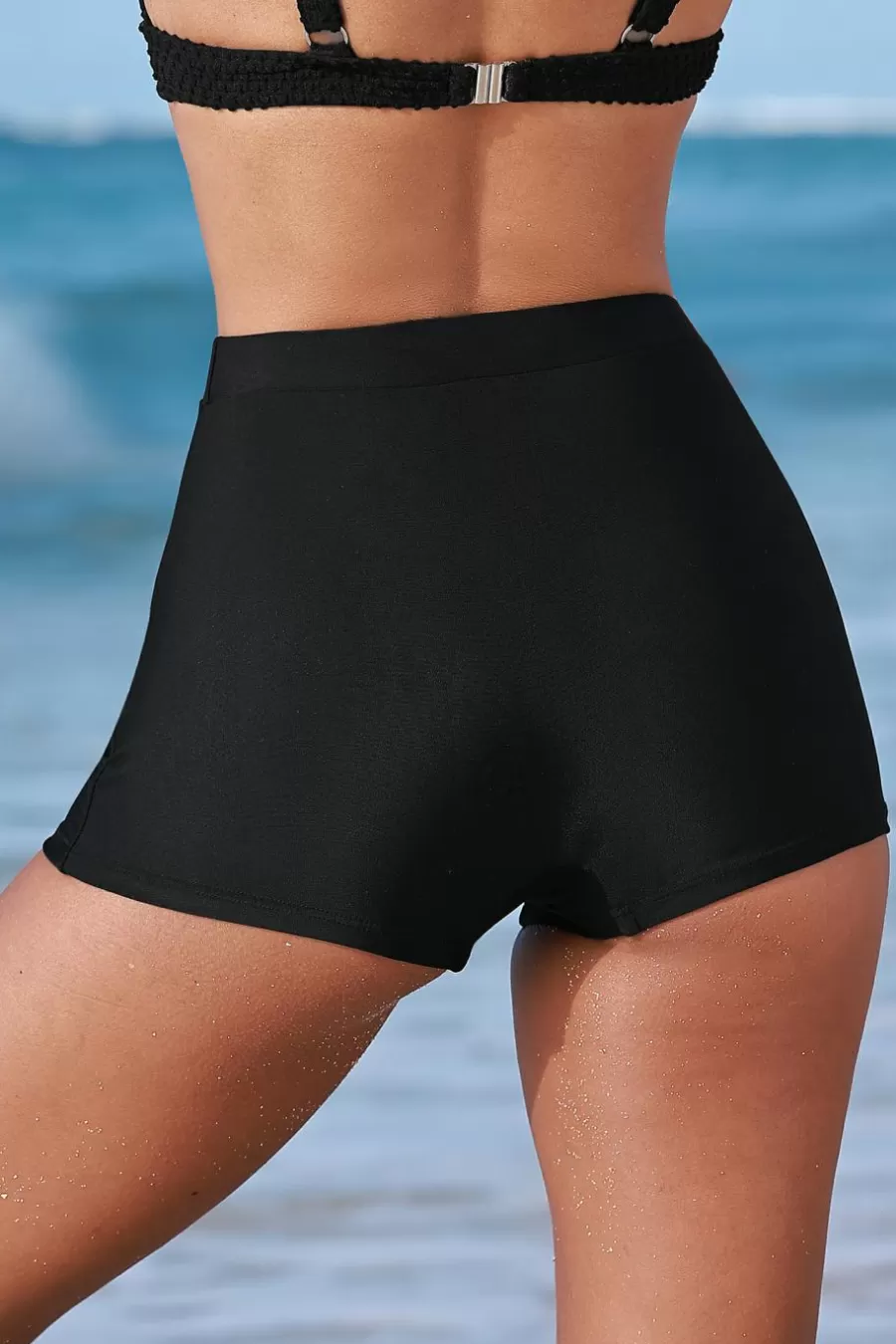 Cupshe Bikini*Short De Bain Taille Haute Ventre Plat Noir