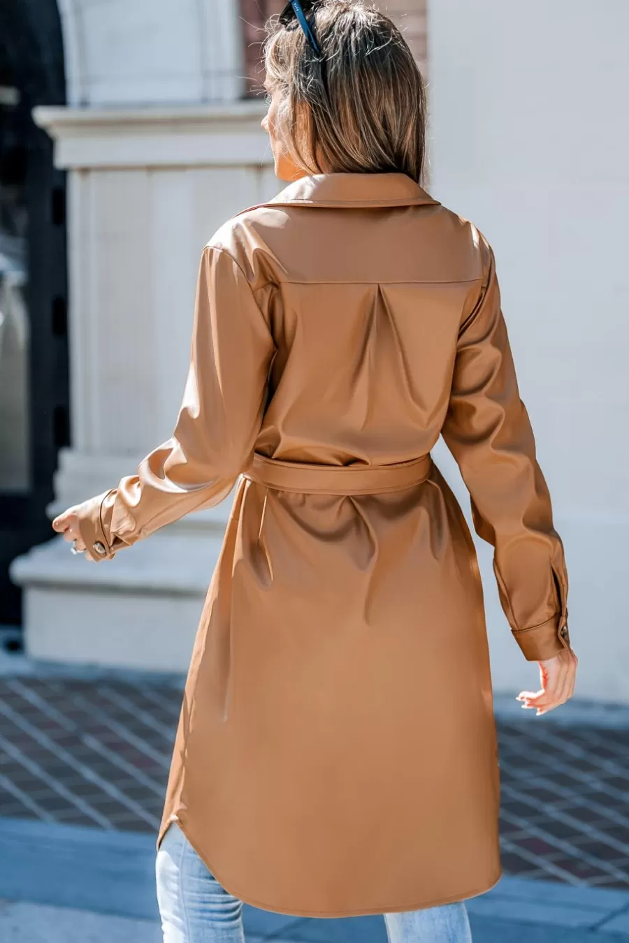 Cupshe Manteau & Veste*Trench à Boutosn Sur Le Devant En Similicuir Marron Brun